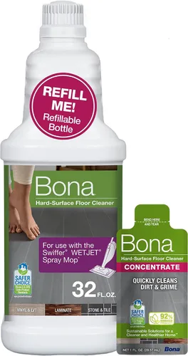Vista 10 de Bona Botella limpiadora de pisos de madera dura para usar con mopa de spray Swiffer WETJET, aroma a madera de cedro, rinde 64 onzas líquidas