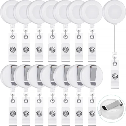 Vista 22 de Zonon 3 clips retráctiles para tarjetas de identificación con clip de cinturón de metal para colgar tarjetas, llaveros, soportes para tarjetas