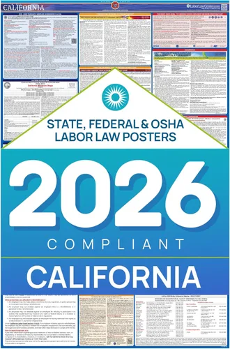 Vista 11 de Póster actualizado de la ley laboral de California 2026 – Cumplimiento estatal y federal – OSHA, EEOC, FMLA, salario mínimo – Póster de empleo