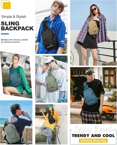 Vista 2 de SEAFEW - Mochilas tipo bandolera tácticas, Negro, Mochilas Sling