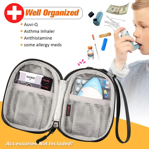 Vista 2 de SITHON - Estuche aislante para medicamentos, pequeño organizador de viaje, bolsa de emergencia médica, contiene Auvi Q, spray nasal, medicamentos