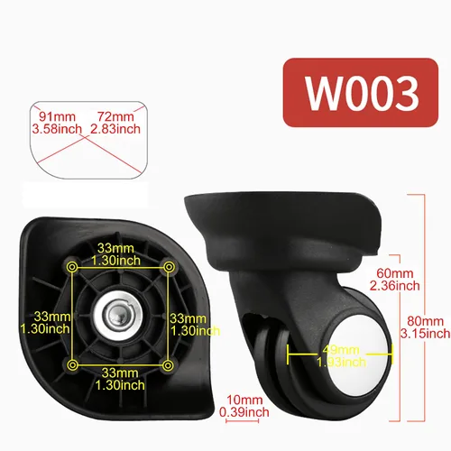 Vista 6 de 2 pares de ruedas universales multifunción para equipaje, serie 115 W, repuesto para W003 negro para ruedas (1)
