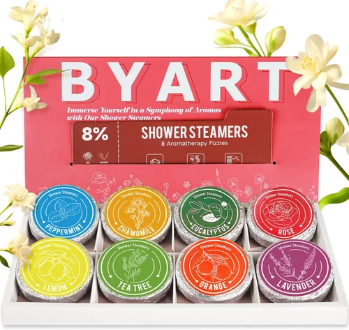 Vista 9 de Vaporizadores de ducha para aromaterapia, regalos de Navidad para mujeres, paquete de 8 bombas de ducha de aceite esencial puro para el hogar, spa