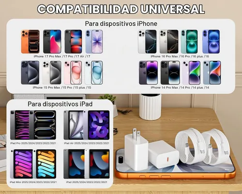 Vista 4 de Apple - Cargador rápido para iPhone 17 16 15 Pro Max, paquete de 2