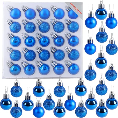 Vista 18 de Christmas Concepts® Juego de 25 mini bolas para árbol de Navidad - 25 mm - Adornos colgantes decorados con acabado brillante, mate y purpurina