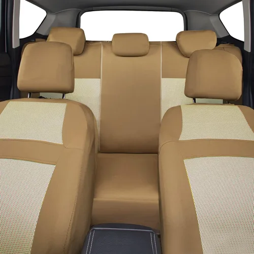 Vista 5 de CAR PASS Juego de fundas de asiento completas, Funda de asiento de malla de aire 3D con esponja compuesta de 5 mm en el interior, compatible