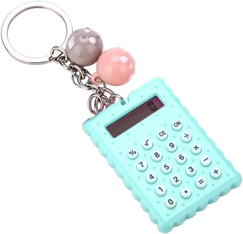Vista 8 de fosa Mini calculadora portátil de llavero de galletas lindas para regalo de niños y niños, calculadora de función estándar de bolsillo