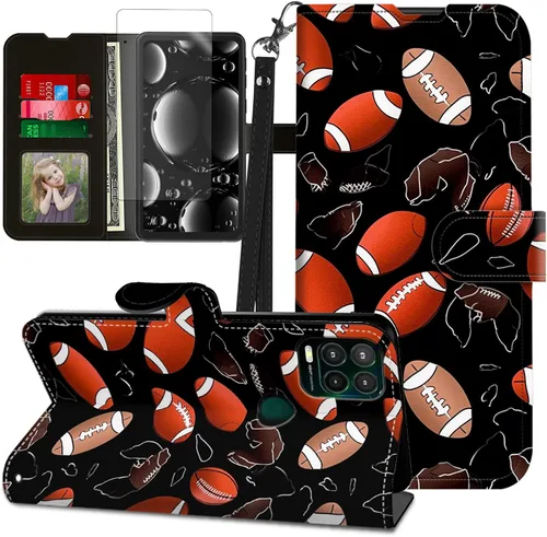 Vista 438 de Funda para Motorola Edge 2022 con protector de pantalla, soporte y tarjetero y correa para la muñeca, funda magnética para Moto Edge 2022 5G UW Lobo