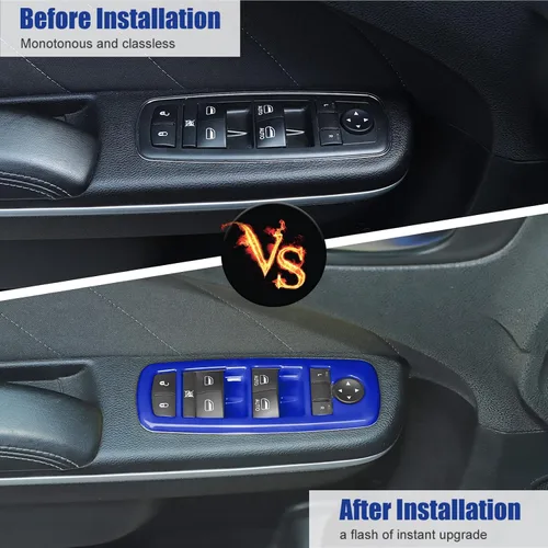 Vista 5 de Voodonala Interruptor de elevación de ventana, botón de control de elevalunas eléctrico, embellecedor para Dodge Charger Durango 2011-2025, para RAM
