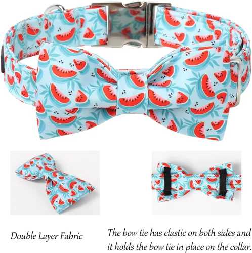 Vista 30 de Lionet Paws Collar de perro de Halloween con corbatín, bonito collar de algodón ajustable con hebilla de metal para perros pequeños, medianos y A