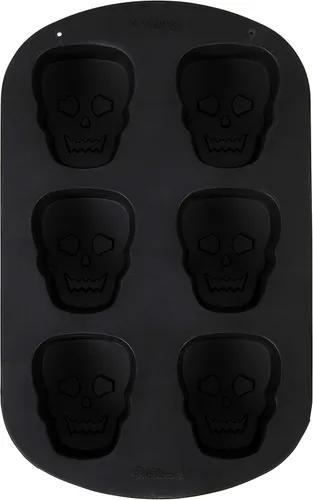 Vista 2 de Wilton Molde de silicona antiadherente de calavera de Halloween, 6 cavidades