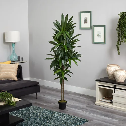 Vista 2 de Nearly Natural Planta de seda Dracaena de 6 pies (tacto real)