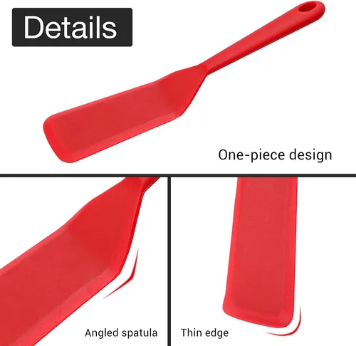 Vista 4 de Webake Juego de espátulas de tortilla de silicona, grandes y pequeñas, resistentes al calor, antiadherentes, aptas para lavavajillas