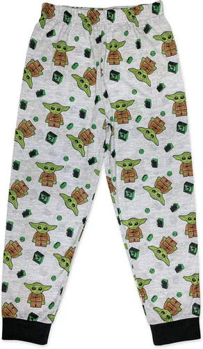 Vista 3 de LEGO Star Wars Baby Yoda - Conjunto de pijama de 3 piezas para niños Grogu Mandalorian con pantalones adicionales verde talla 8 para niños Verde