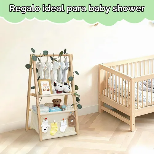 Vista 5 de Okydoky Cesta de regalo de madera para baby shower, almacenamiento de doble