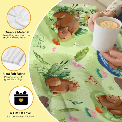 Vista 5 de Cabybara - Manta de franela Capybara ultrasuave y bonita para niños y niñas, manta de felpa acogedora y divertida de animales, regalo divertido