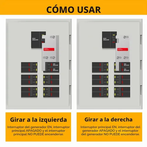 Vista 5 de Kit de bloqueo de generador compatible con interruptor principal vertical cuadrado D de 150 o 200 amperios, espaciado de 3 1/4 a 4 pulgadas entre