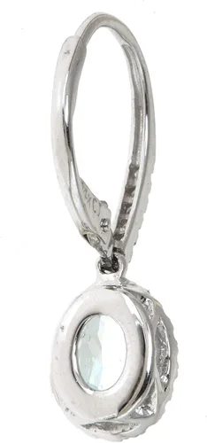 Vista 2 de Gin & Grace - Pendientes de oro blanco de 14 k con diamantes de aguamarina auténticos (SI1) para mujer