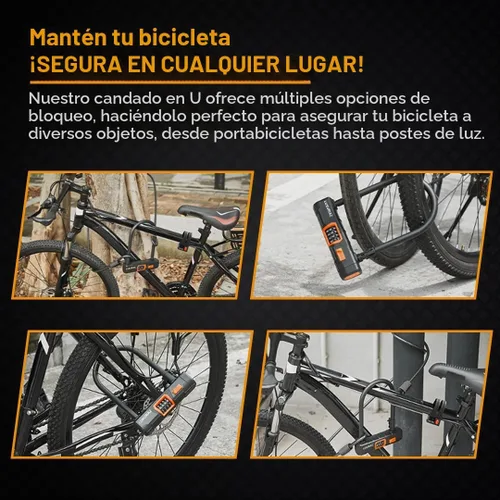Vista 8 de Cerradura de bicicleta resistente con cable de acero de 5 pies, combinación reiniciable de 4 dígitos, bloqueo de cable duradero para protección