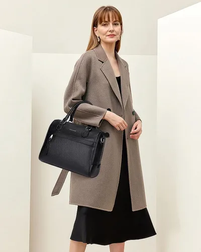 Vista 8 de Over Earth Bolso bandolera de cuero genuino con asa superior para mujer