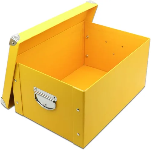 Vista 13 de GUOZI Caja de almacenamiento plegable, caja de memoria decorativa con tapa y esquinas reforzadas de metal, contenedor de archivos de cartón
