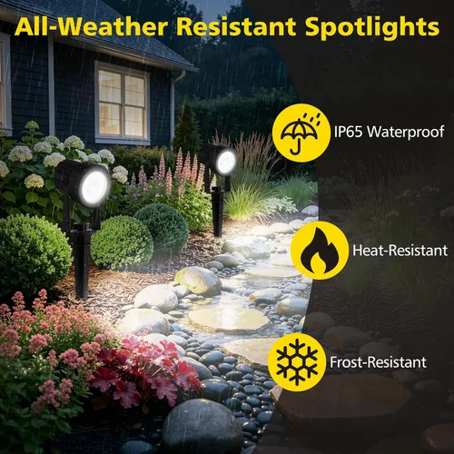 Vista 7 de T-SUN Focos solares al aire libre impermeables, luces de paisaje solares 2 en 1 LED para jardín, focos solares para árbol, jardín, estanque, piscina