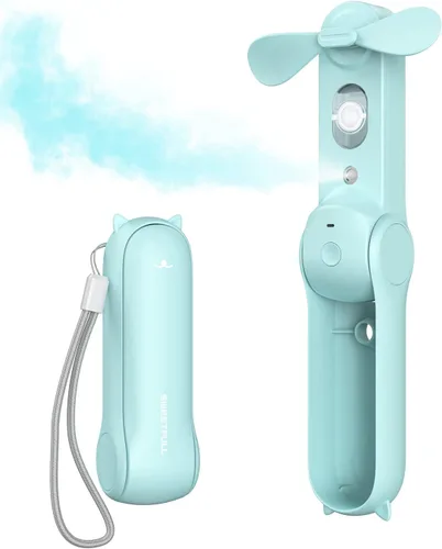 Vista 8 de SWEETFULL Ventilador de Nebulización Portátil, Ventiladores Nebulizadores Personales de Mano, Ventilador Pequeño Recargable, Mini Rociador de Agua