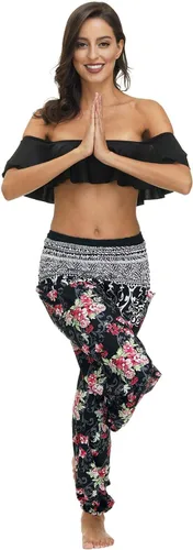 Vista 3 de Pantalones de harén para mujer, pantalones bohemios fluidos, pantalones de yoga, pantalones de pierna ancha, pantalones hippie