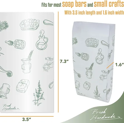 Vista 4 de Hepgodin Paquete de 50 bolsas de papel para hacer jabón, barra de loción, bomba de baño, lápiz labial, aceite esencial, regalo, manualidades