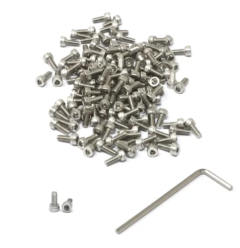Vista 173 de iexcell Kit de tornillos de cabeza hexagonal de acero inoxidable 304, 100 unidades M2 x 0.157 in, paso de rosca de 0.016 in