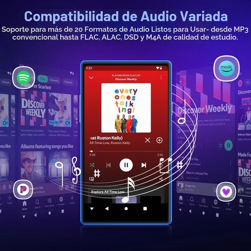 Vista 6 de MECHEN Android13 Reproductor MP3 160GB 5" 1080P IPS Bluetooth 5.0 WiFi Negro 160GB(4+32+128GB Card), 5" 720x1280 Display, Play Store for