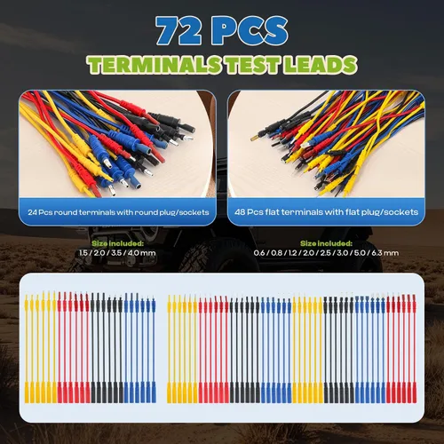 Vista 3 de Kit de cables de prueba de multímetro automotriz de 110 piezas con clips de cocodrilo, tapones de plátano y sondas, herramienta profesional