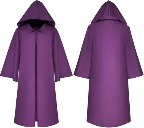 Vista 5 de YAQIZENG Wizard Robes Magician Cloak Halloween Costume Christmas Hooded Cape Adult Teens Knight Cloaks
