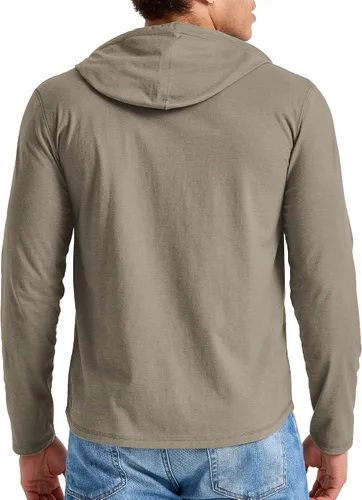 Vista 2 de Hanes Sudadera con capucha para hombre Originals Tri-Blend con cuello Henley