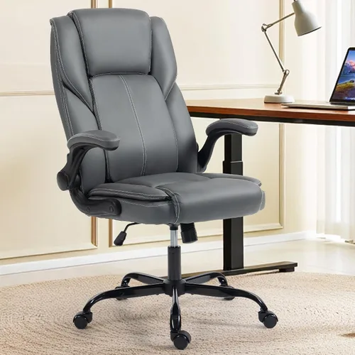 Vista 12 de Silla de oficina – Silla ejecutiva de cuero de escritorio de oficina con respaldo alto con función de balanceo – Ergonómica, transpirable, cómoda