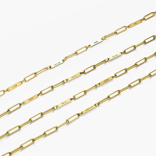 Vista 3 de Oak&Luna - Collar con cadena de clip con nombre de hiedra - en plata de ley u chapado en oro de 18 quilates - Nombres grabados personalizados