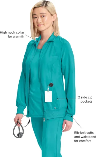 Vista 38 de Infinity by Cherokee 2391A - Chaquetas médicas con cremallera frontal para mujer, tela elástica en 4 direcciones