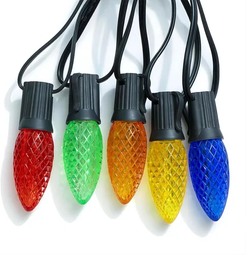 Vista 4 de Meconard Bombillas LED C9 de repuesto para Navidad, bombillas LED inastillables C9 para luces de Navidad para interiores y exteriores, base