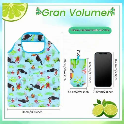 Vista 4 de Shappy 34 bolsas de comestibles reutilizables con diseño floral, bolsas plegables de nailon lavables, bolsas de compras extragrandes lindas