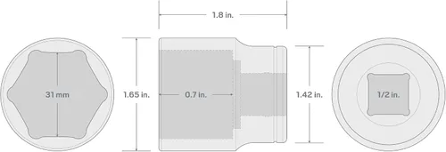 Vista 20 de TEKTON Llave de vaso poco profunda de 6 puntos de 1/2 pulgada de cuadradillo x 1-5/16 pulgadas SHD22033