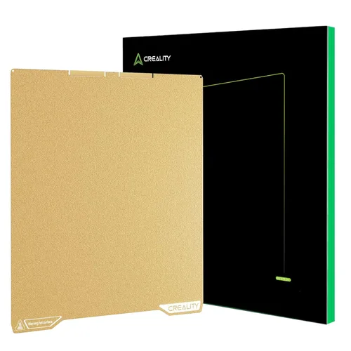 Vista 9 de Creality Official Ender 3 V3 Plus Build Plate Gold Textured Surface 315x310mm PEI Sheet Flexible Removable Spring Bed Plate for K1 Max, Ender 3 V3