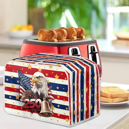 Vista 4 de Xoenoiee Funda protectora para tostadora con estampado de águila y bandera estadounidense del 250 aniversario, a prueba de polvo e impermeable
