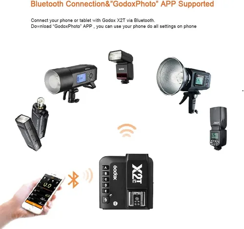Vista 3 de Godox Disparador de flash inalámbrico X2T-S compatible con cámara Sony, conexión Bluetooth, control de aplicación, transmisor HSS 1/8000s para Godox