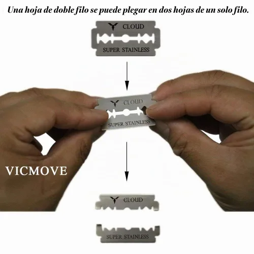 Vista 4 de Navaja de afeitar profesional de borde recto con 20 cuchillas Derby, 100% acero inoxidable, 1 navaja + 20 cuchillas 1 Razor + 20 Blades