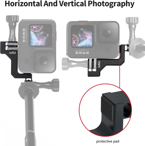 Vista 2 de HSU 90 grados vertical soporte adaptador codo montaje para GoPro Hero 13/12/11/10/9 negro