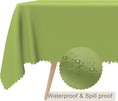 Vista 2 de 52x70inches Apple Green Tablecloth Heavy Duty Washable Polyester Fabric Table Cloth Rectangular Solid Color Table Cover for Kitchen Dining Room