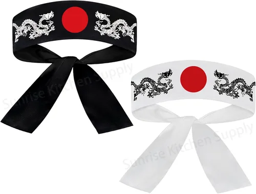 Vista 36 de Sunrise Kitchen Supply - Diadema de karate japonesa para chef de sushi hachimaki, 2 piezas