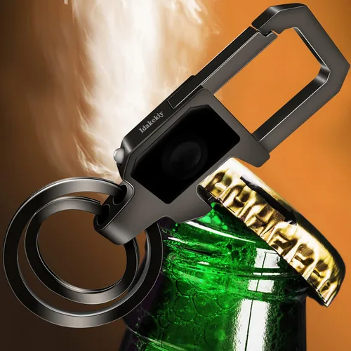 Vista 5 de Idakekiy Key Chain LED Light and Bottle Opener with 2 Key Rings Car Key Chain for Men and Women