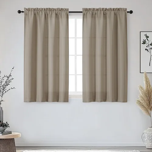 Vista 66 de OWENIE Bob Juego de 2 Paneles de Cortinas Negras de Cocina para Ventanas de 36 Pulgadas de Largo, Cortinas Cortas de Café con Textura de Lino