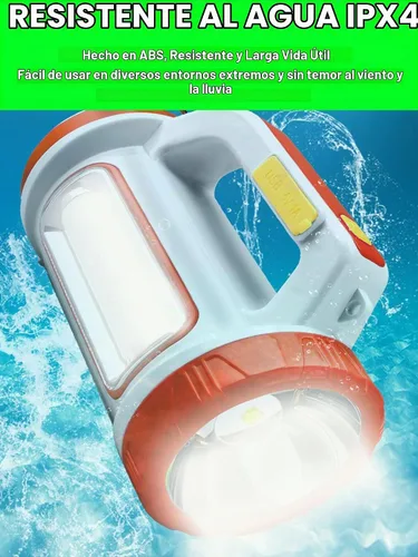 Vista 4 de SUYOOULIN Linterna LED recargable solar, súper brillante, 10000 lm, reflector LED de mano, linterna de campamento, luz de trabajo, 5 modos de luz